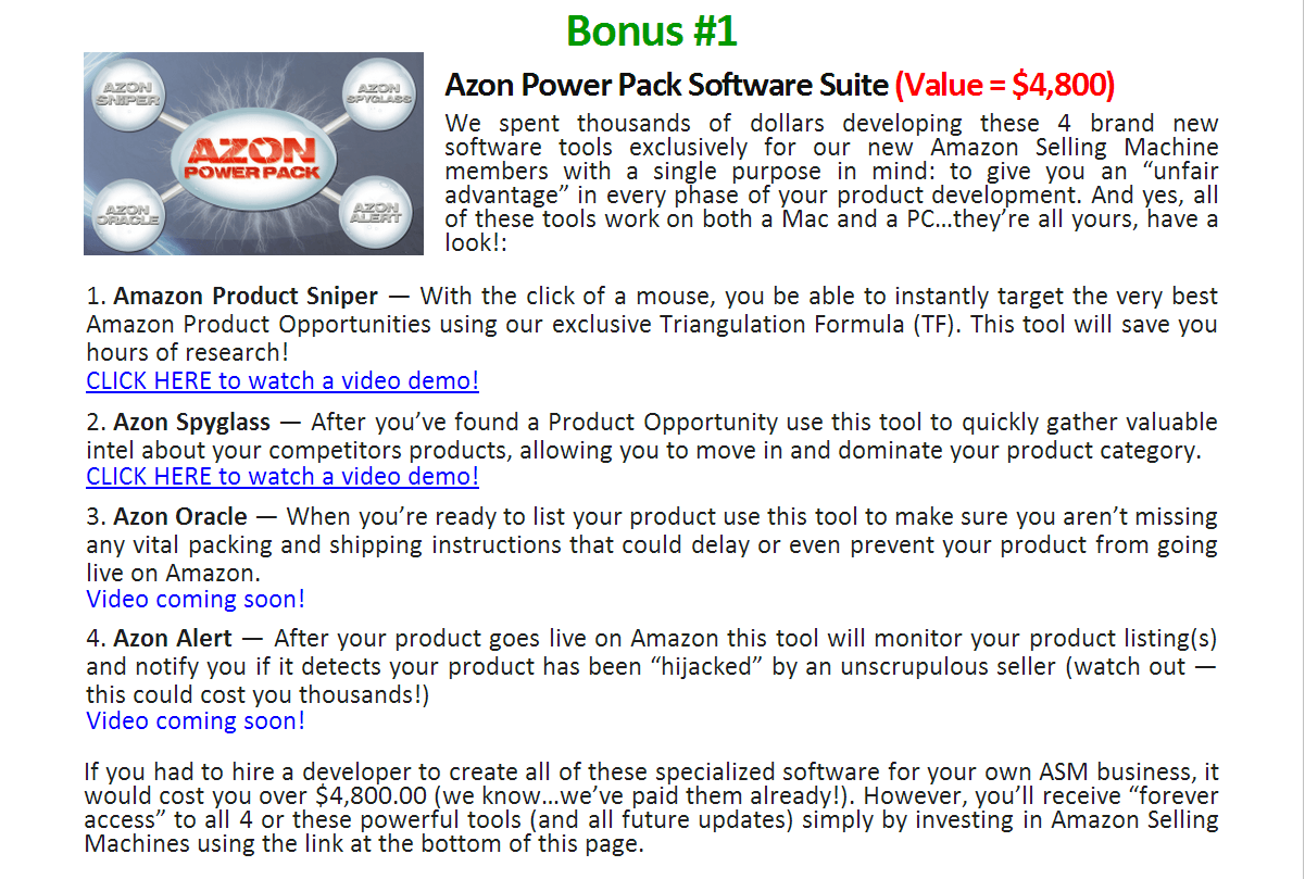 Amazing Selling Machine Bonus 1